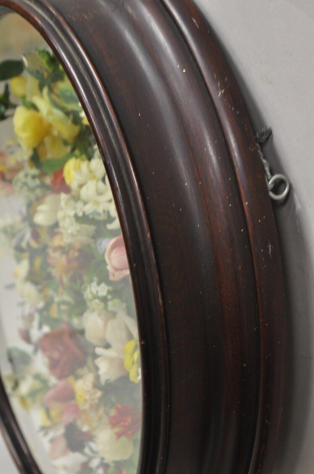 Antique Victorian Wax Floral Mourning Wreath Oval Mahogany Shadow Box Oddity For Sale 5