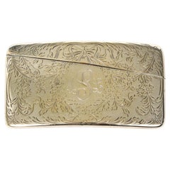 Porte-cartes de call en argent sterling avec nœud floral de style victorien antique Webster