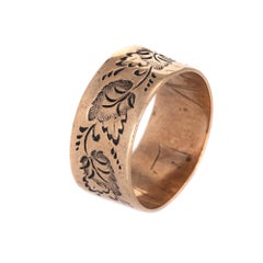 Antiker viktorianischer Ehering 10 Karat Roségold Efeublatt-Muster Vintage Ring