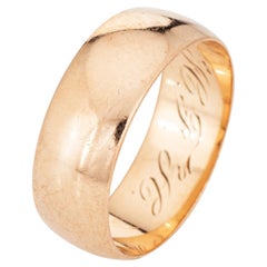 Bague de mariage victorienne ancienne en or rose 18 carats avec anneau de 7 mm, taille 10