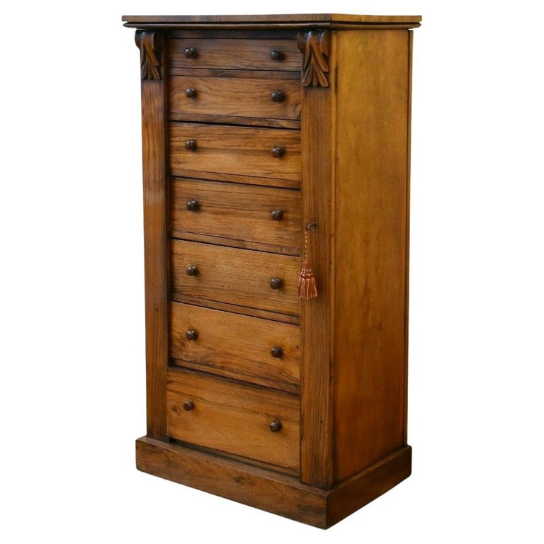 Antique Victorian Wellington Rosewood Chest of Drawers 1890's For Sale
