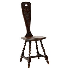 Antique Victorian Welsh Oak Spinning Chair