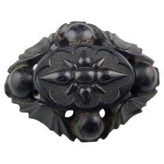 Antique Victorian Whitby Jet brooch