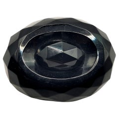 Antique Victorian Whitby Jet brooch, oval faceted