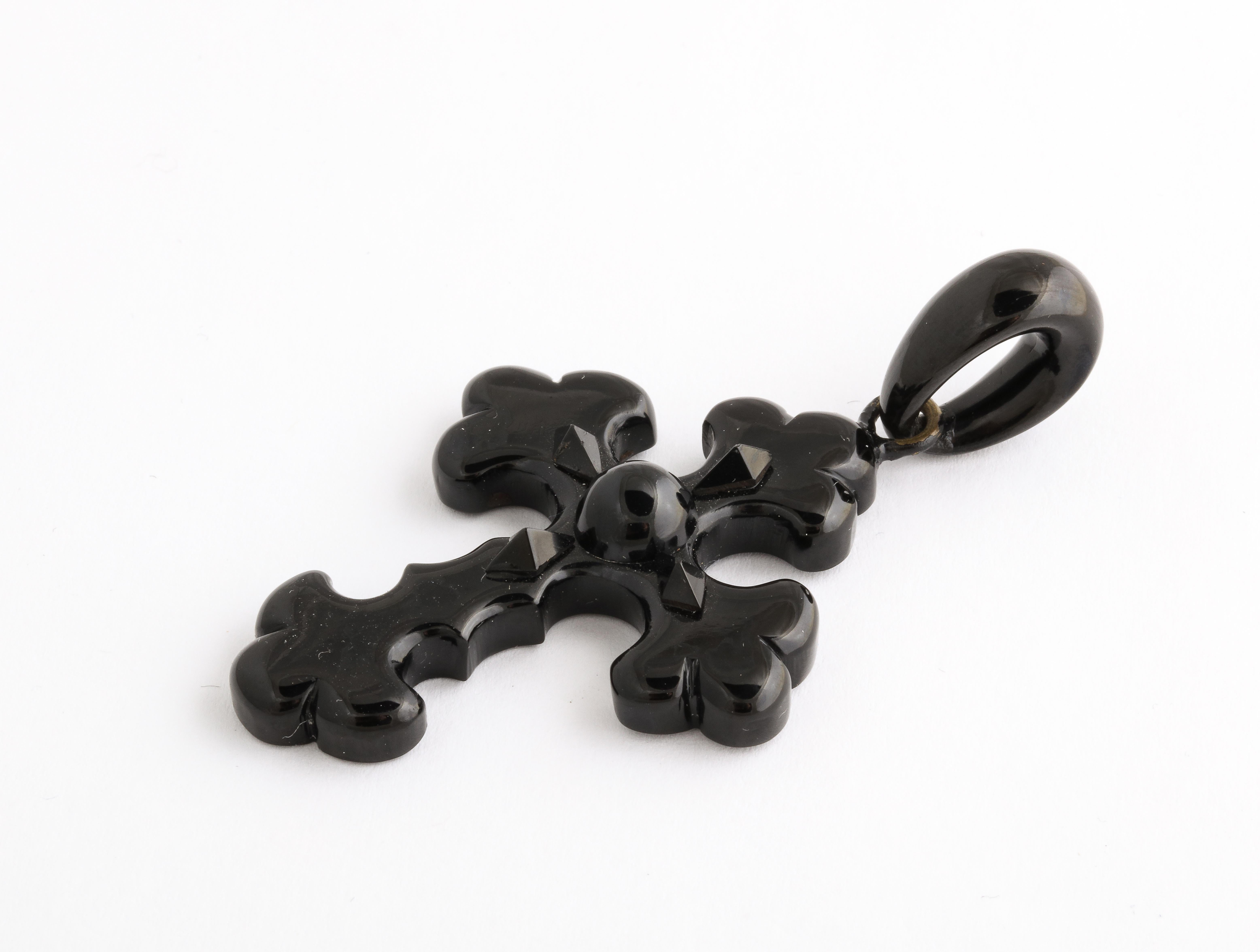 Antique Victorian Whitby Jet Cross c. 1860 For Sale 1