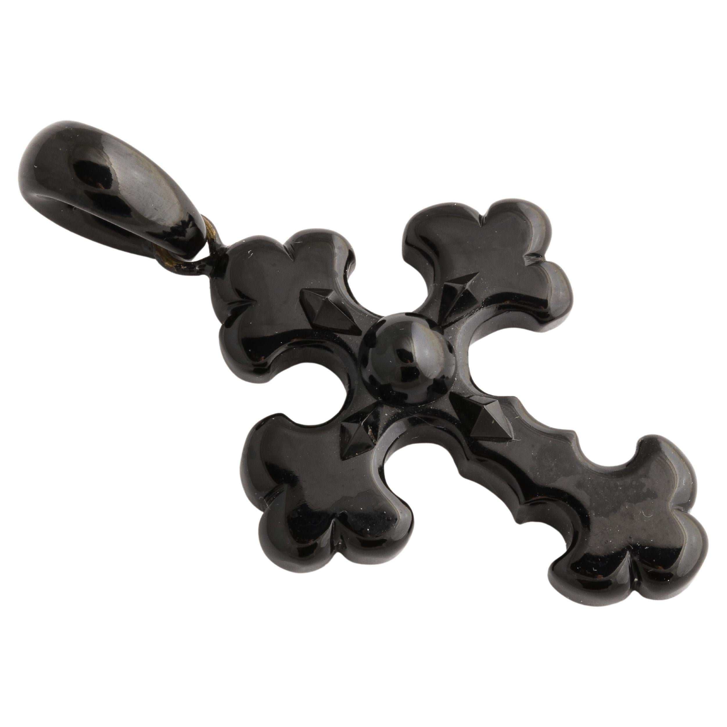 Antique Victorian Whitby Jet Cross c. 1860