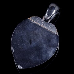 Antique Victorian Whitby Jet Floral Heart Pendant, circa 1900