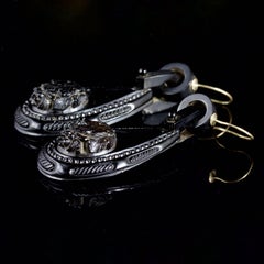 Antique Victorian Whitby Jet Long Earrings, circa 1860