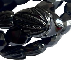 Whitby Jet snake bracelet, faceted beads, collectible Mourning Antique Victorian