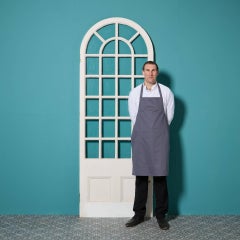 Antique Victorian White Arched Glazed Door