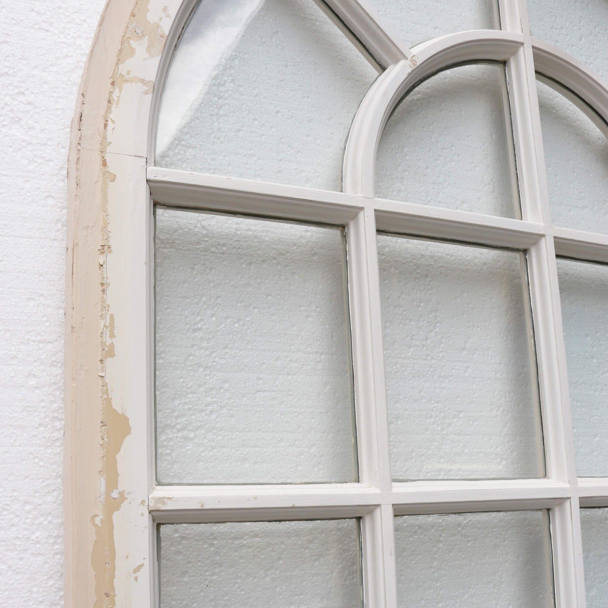 Antique Victorian White Arched Glazed Door In Fair Condition For Sale In Wormelow, Herefordshire