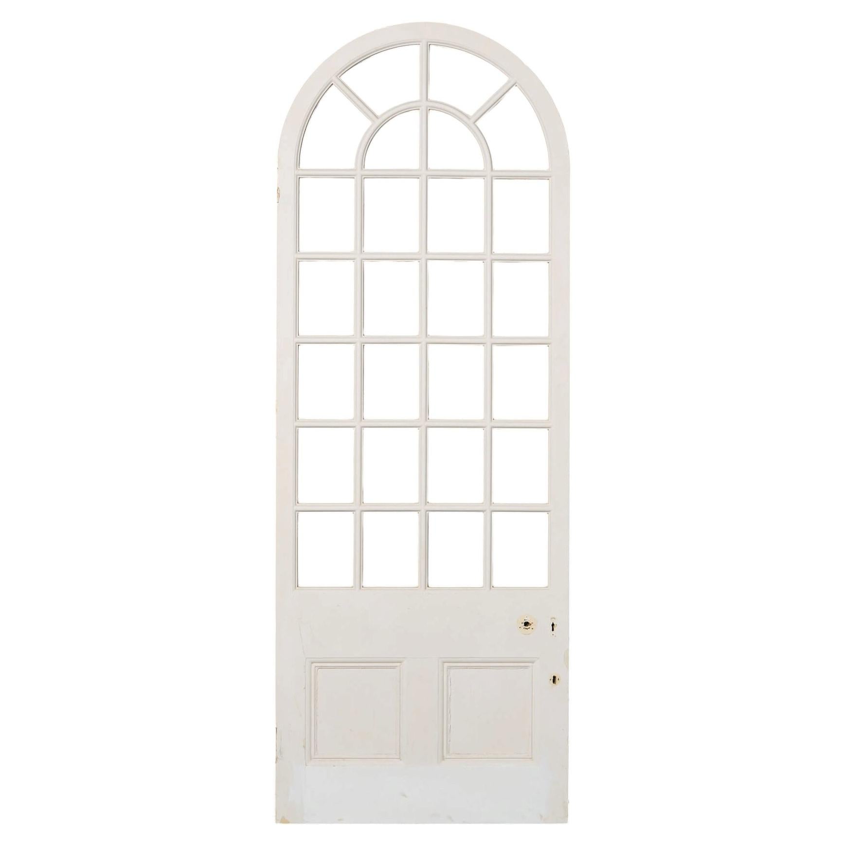 Antique Victorian White Arched Glazed Door