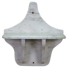 Antique Victorian White Carrara Marble Bathroom Wall Sconce Apothecary Shelf 15"
