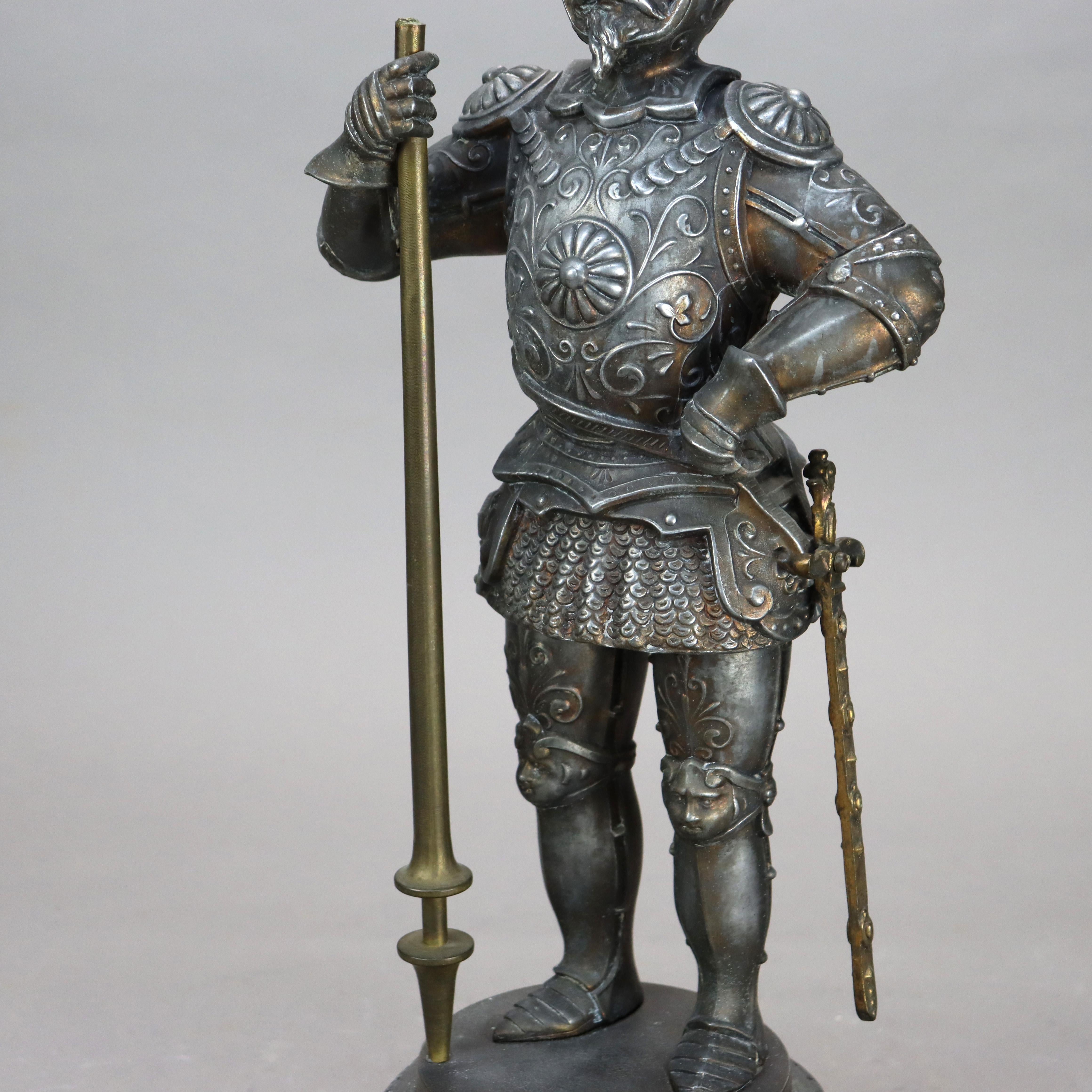 Antique Victorian White Metal Knight Statue C1890

Measures - 18