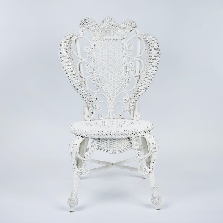 Antique Victorian White Wicker Chair For Sale at 1stDibs