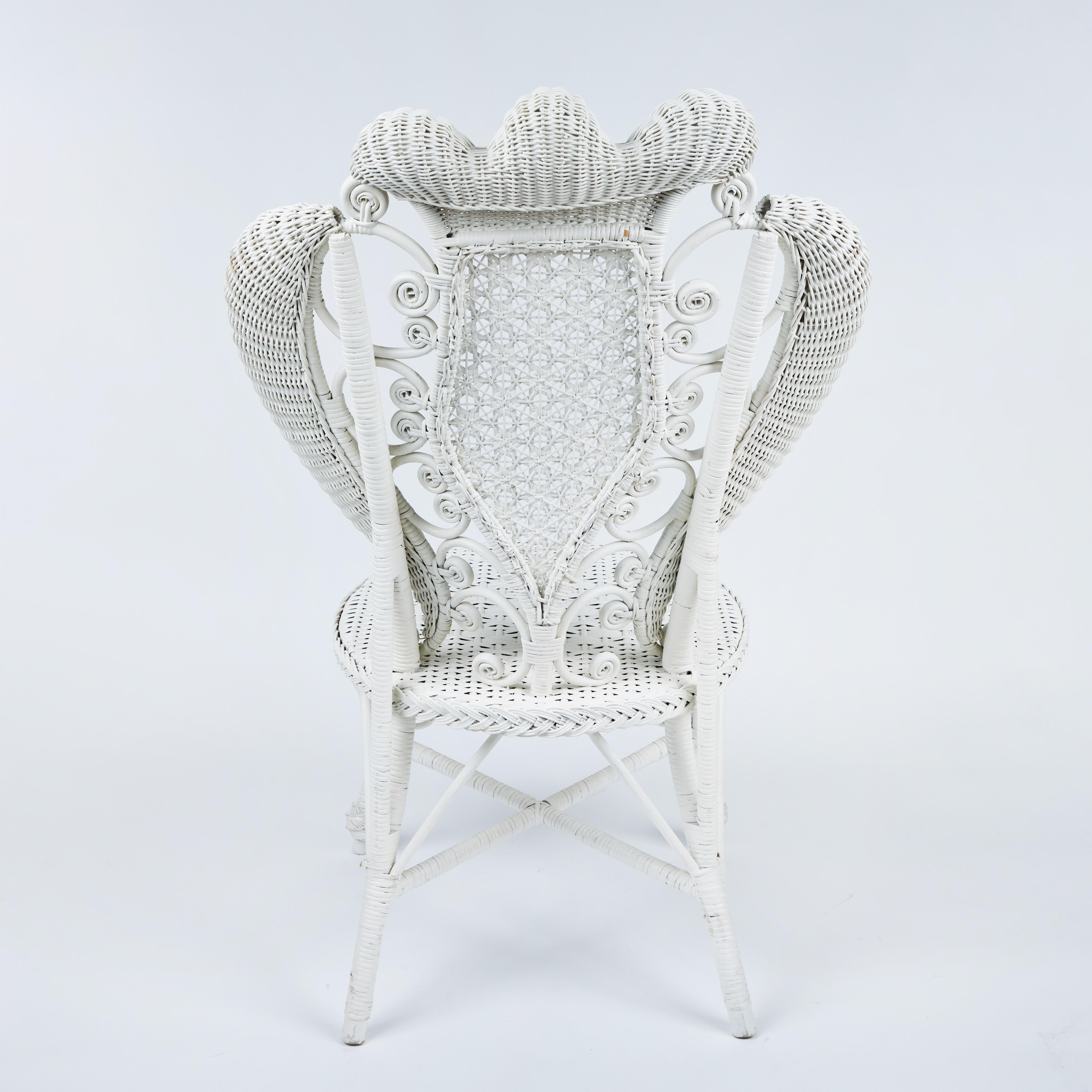 19th Century Antique Victorian White Wicker Chair