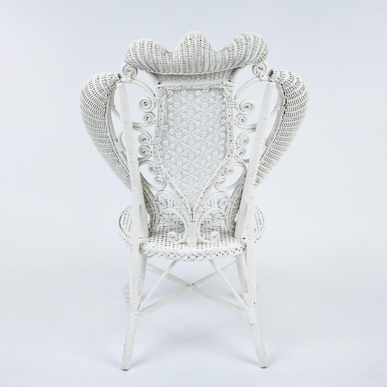 Antique Victorian White Wicker Chair For Sale at 1stDibs