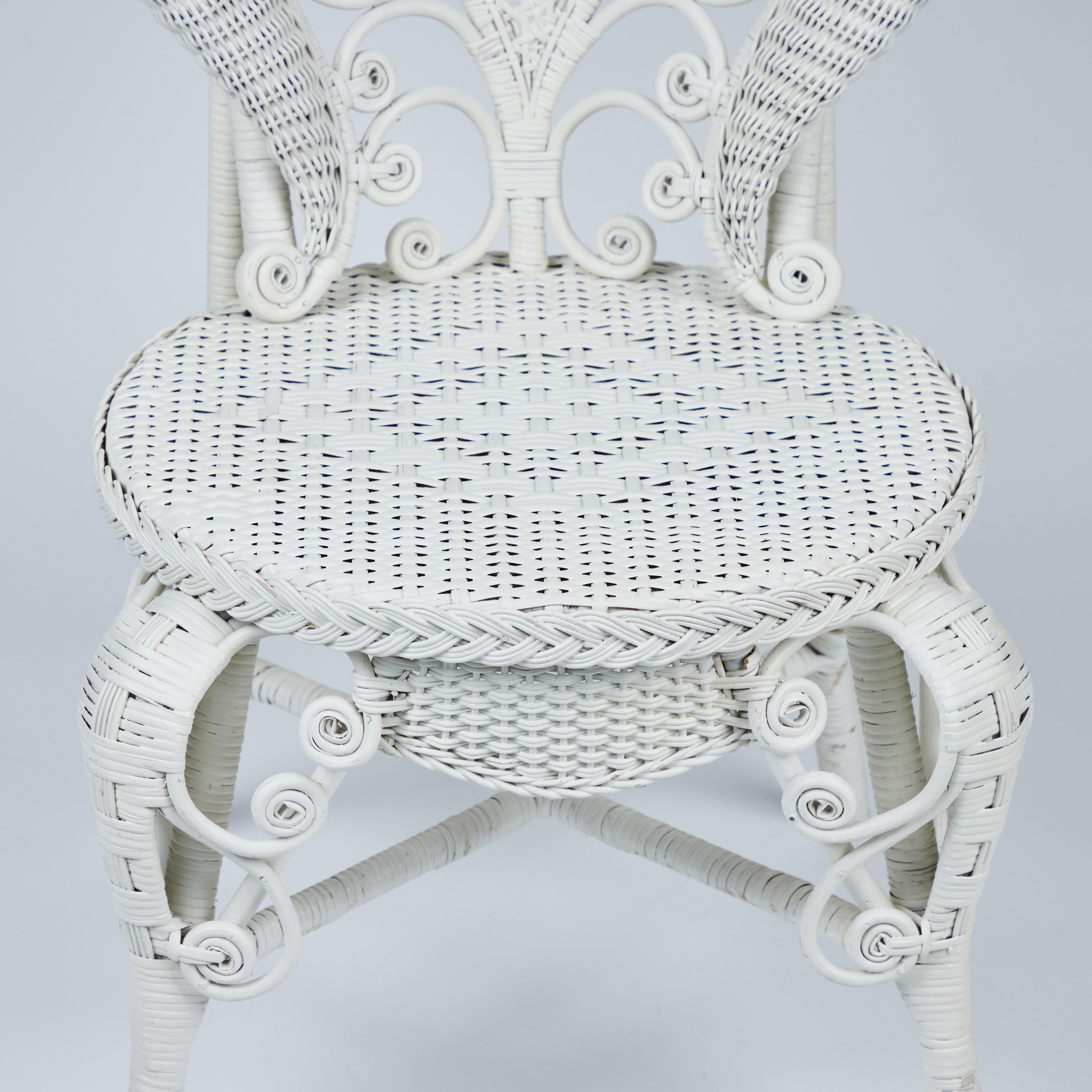 Antique Victorian White Wicker Chair 1