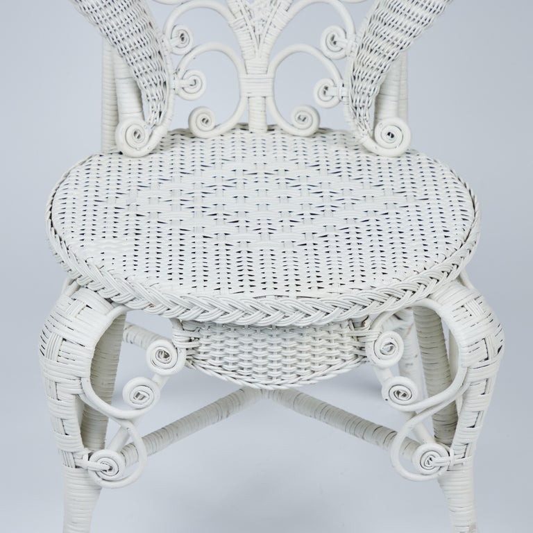 Antique Victorian White Wicker Chair For Sale at 1stDibs