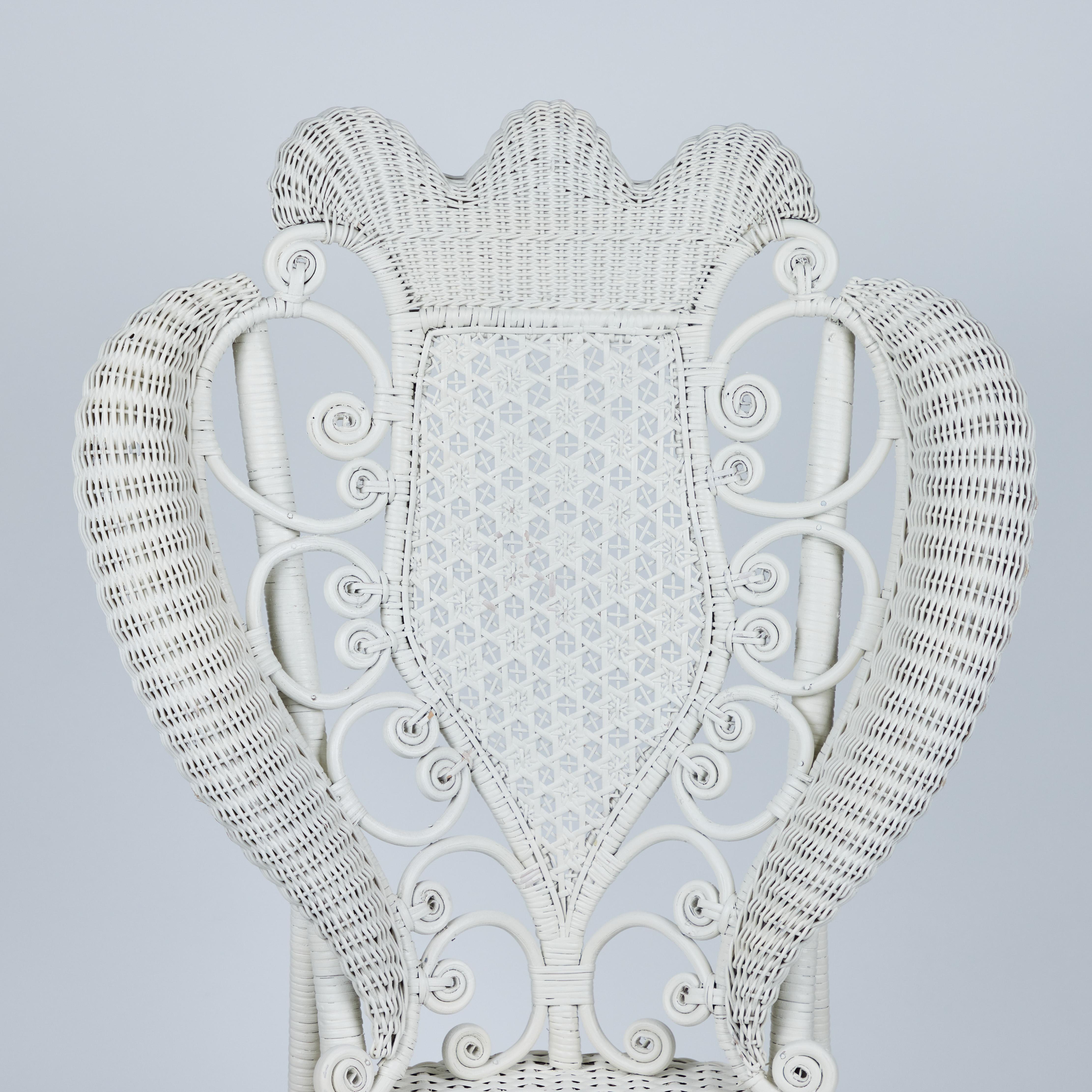 Antique Victorian White Wicker Chair 2