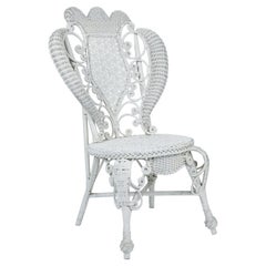 Antique Victorian White Wicker Chair