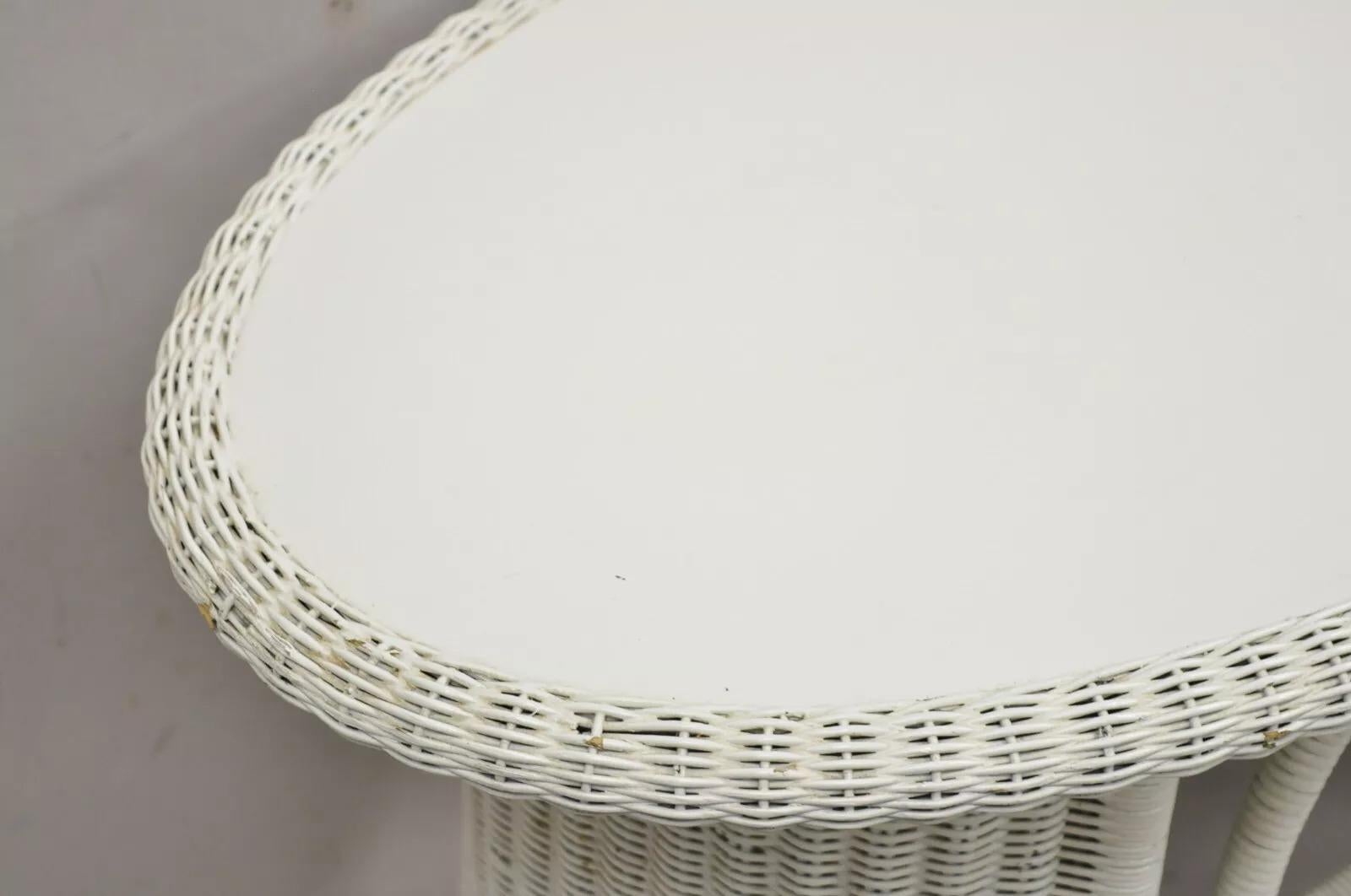 Antique Victorian White Wicker Rattan Console Hall Side Table For Sale 3