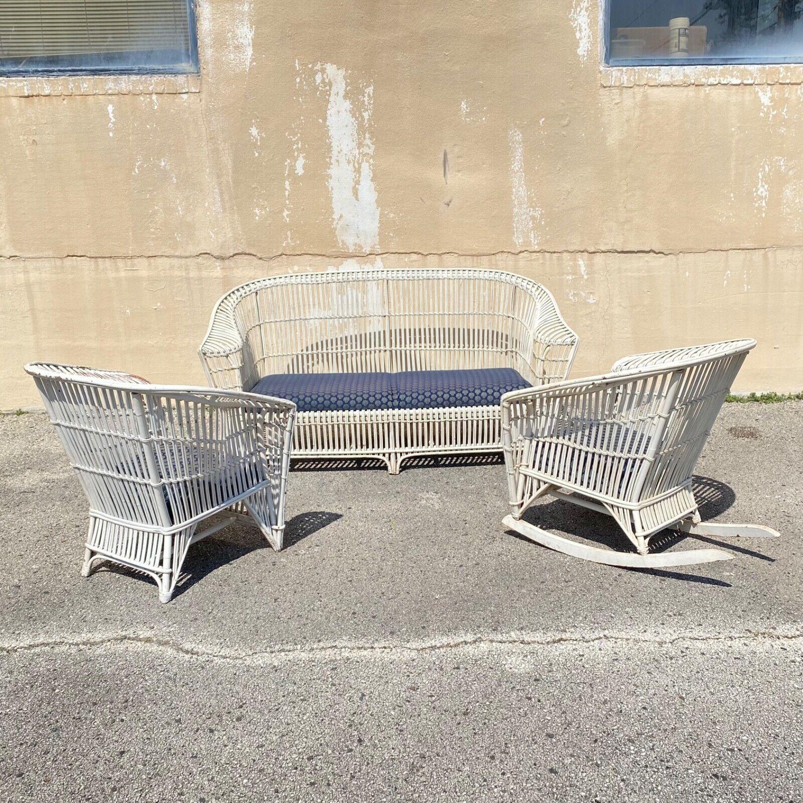 Antique Victorian Wicker Rattan Bentwood Sculptural Sunroom Sofa Set with Chairs For Sale 7