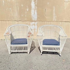 Antique Victorian Wicker Rattan Bentwood Sculptural Sunroom Sofa Set with Chairs