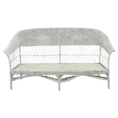 Antique Victorian Wicker Rattan Sunroom Patio Furniture Sofa Couch Furniture