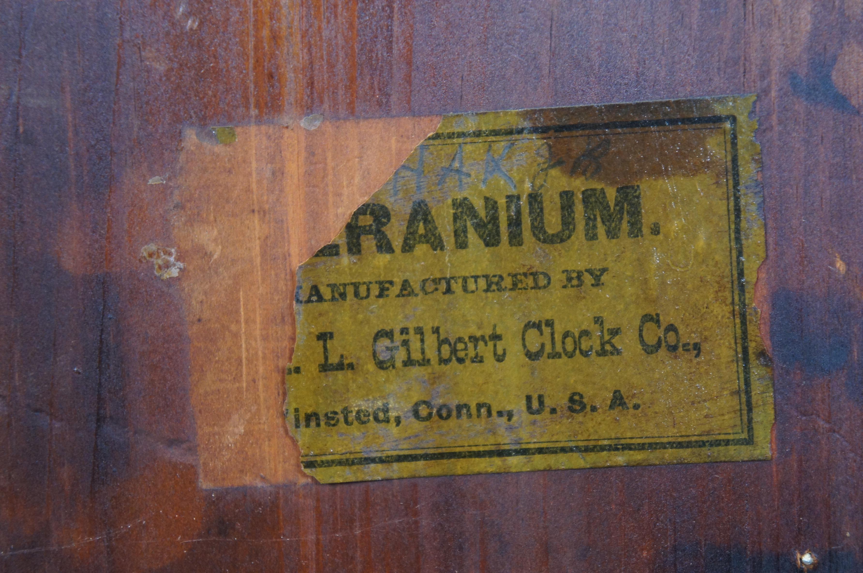 Antique Victorian William Gilbert Oak Gingerbread Uranium Parlor Mantel Clock 24 1