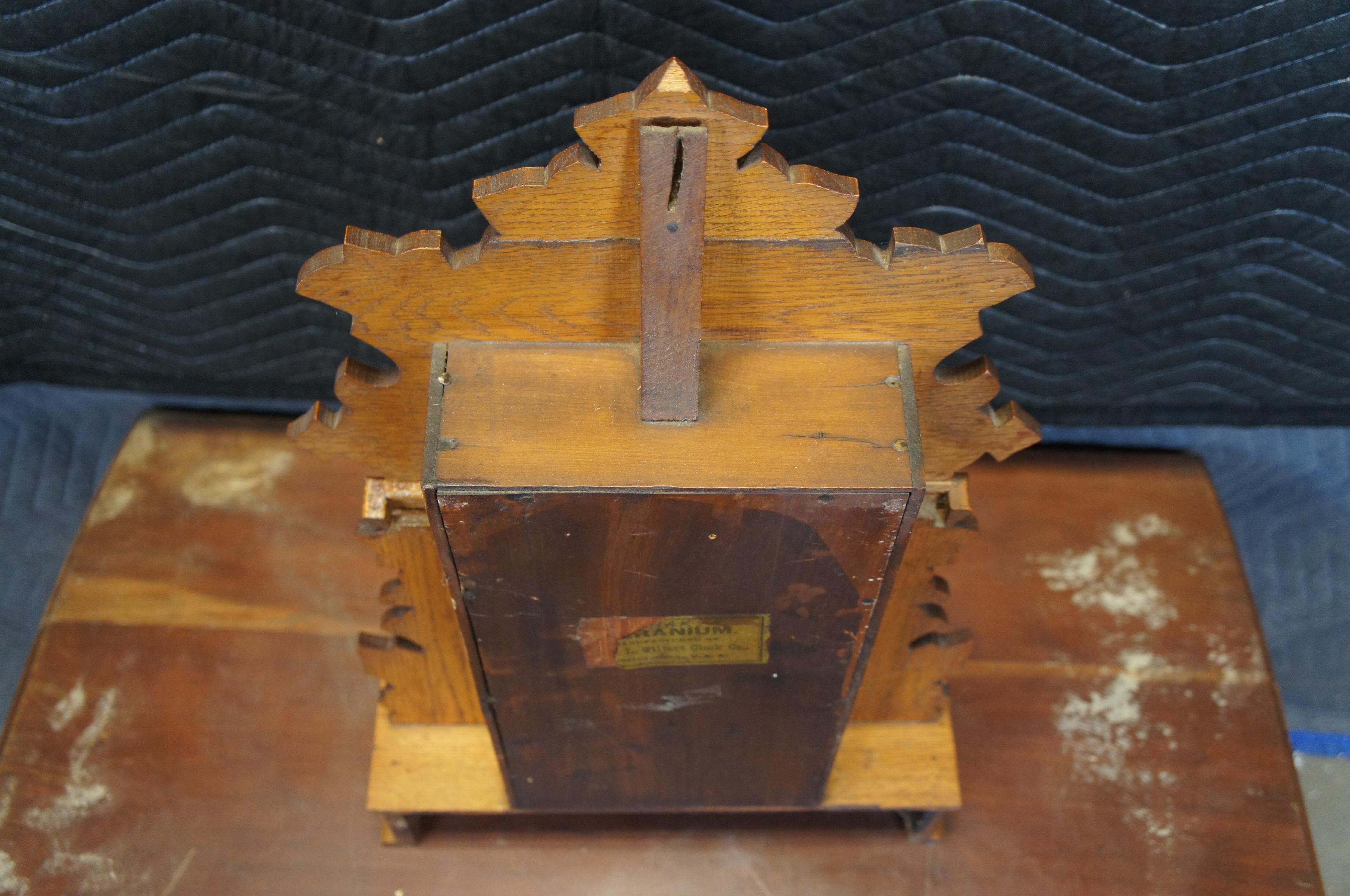 Antique Victorian William Gilbert Oak Gingerbread Uranium Parlor Mantel Clock 24 2