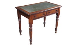 Antique Victorian William IV Mahogany Tooled Leather Writing Table Desk Console