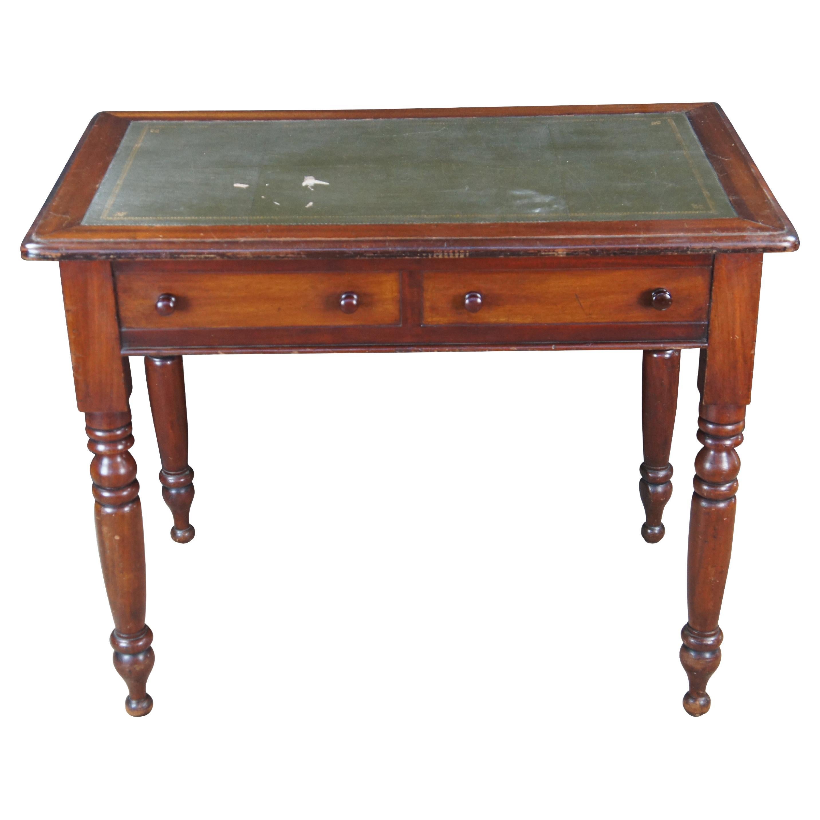 Antique Victorian William IV Mahogany Tooled Leather Writing Table Desk Console For Sale
