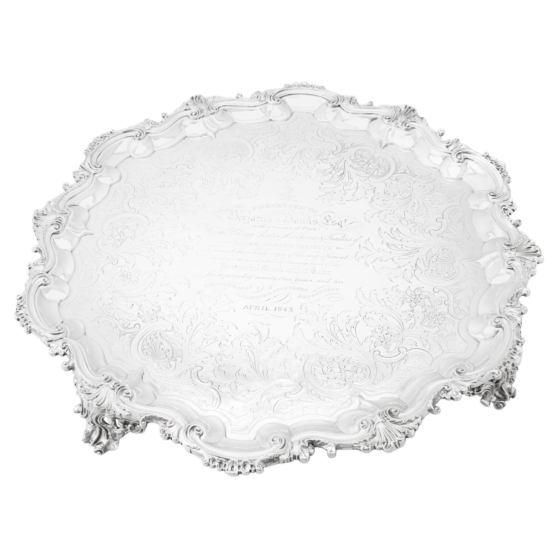 Antique Victorian William Ker Reid Sterling Silver Salver (1842)