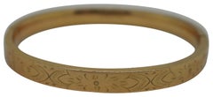 Antique Victorian Winard 12K GF Etched Floral Bangle Clamper Bracelet 7"