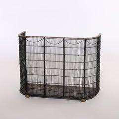 Antique Victorian Wire & Brass Fireplace Screen C1890