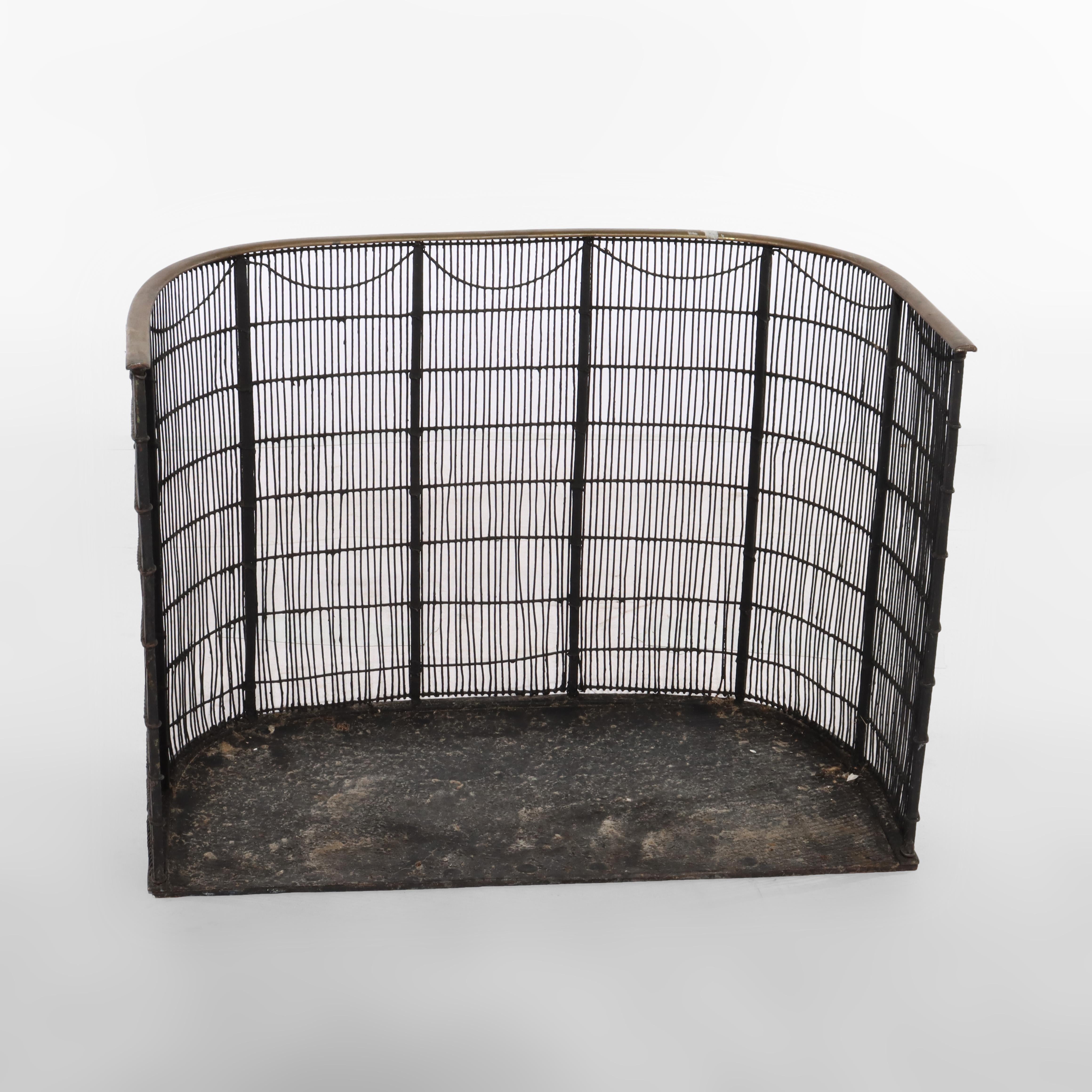 Antique Victorian Wire & Brass Fireplace Screen C1890 For Sale 2
