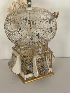 Antique Victorian Wire Domed Birdcage on Stand