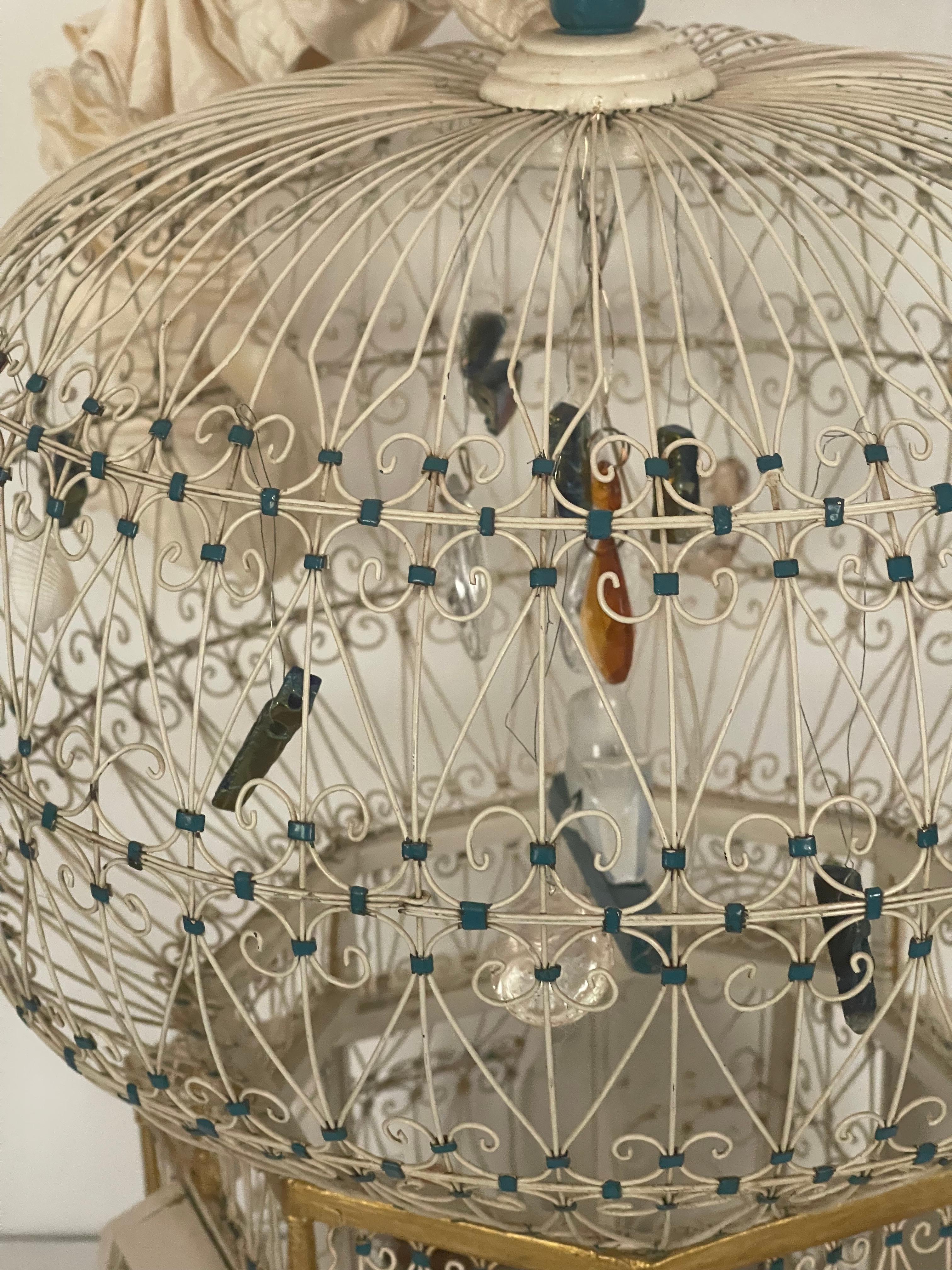 American Antique Victorian Wire Domed Birdcage For Sale