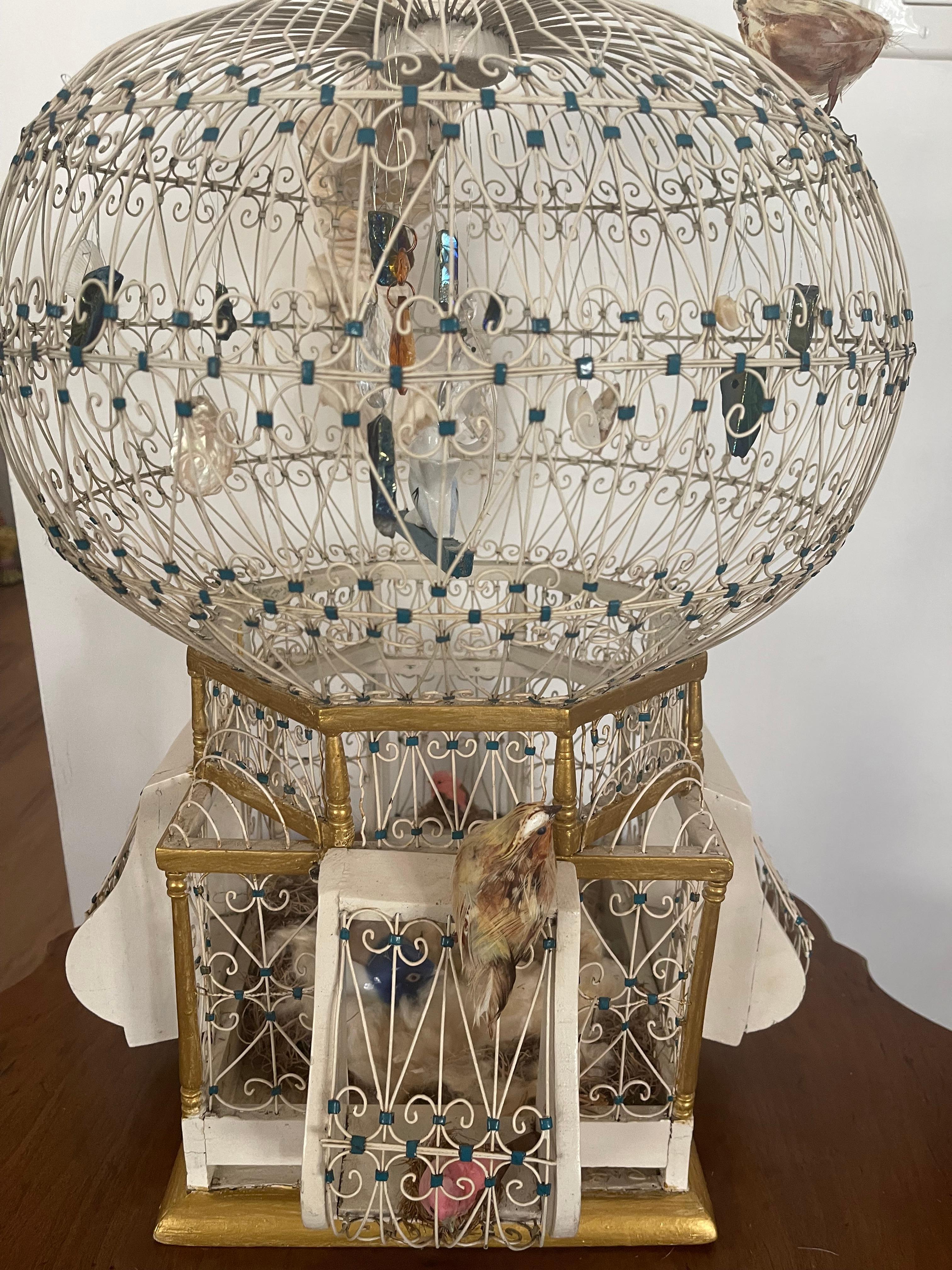 Mid-20th Century Antique Victorian Wire Domed Birdcage For Sale