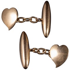 Antique Victorian Witch’s Heart Cufflinks 15 Carat Rose Gold, circa 1880