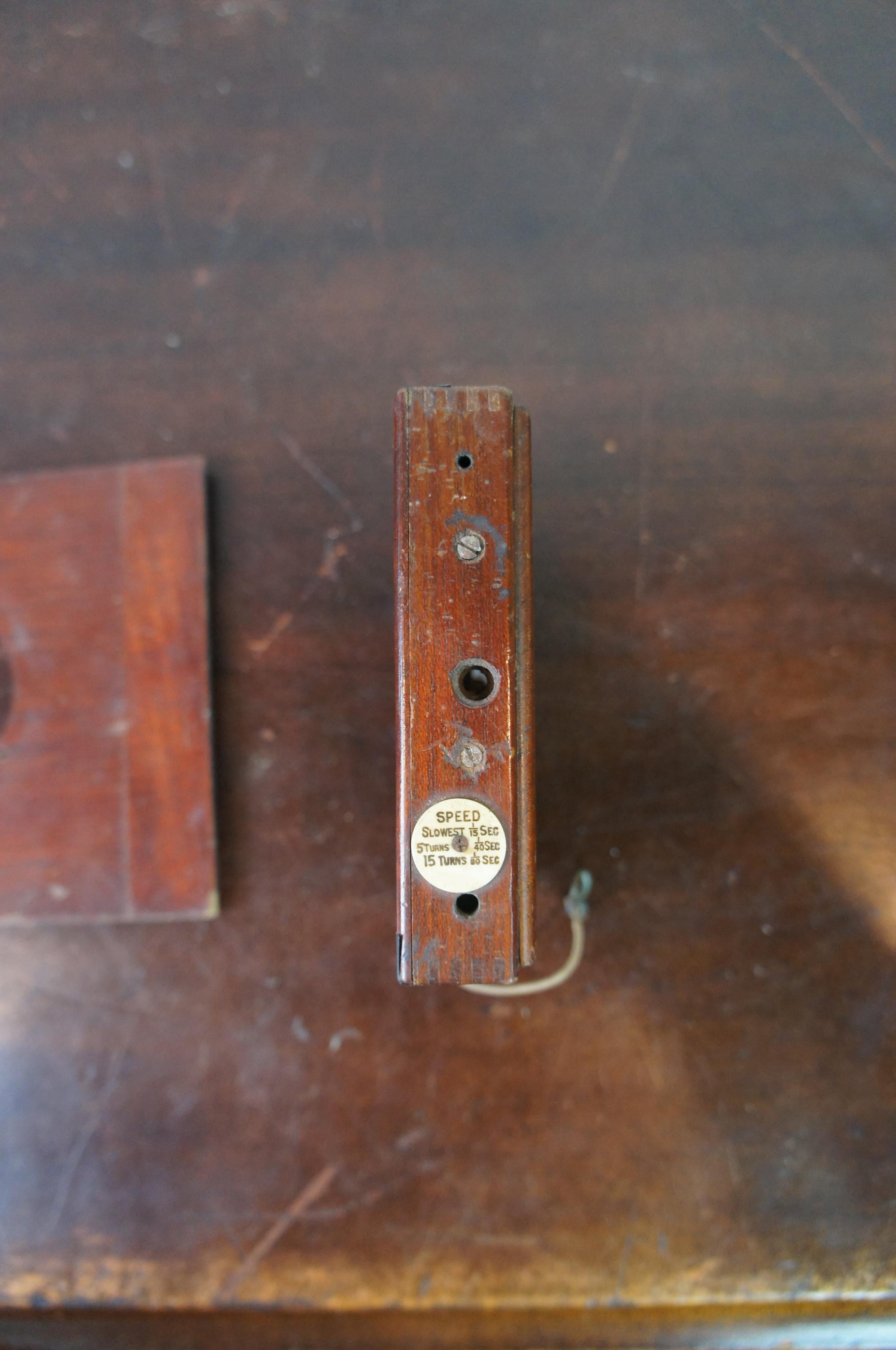 Antique Victorian Wood Brass Folding Bellows Optical Field Camera & Film Plates 5