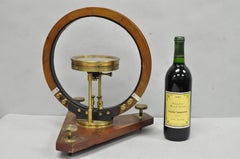 Antique Victorian Wood & Brass Tangent Galvanometer Lab Electrical Equipment