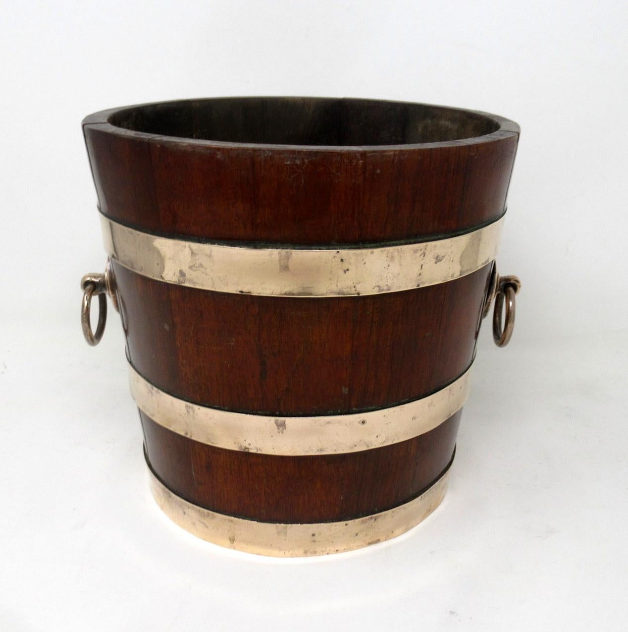 Early Victorian Antique Victorian Wooden Coopered Jardinière Wine or Champagne Bucket