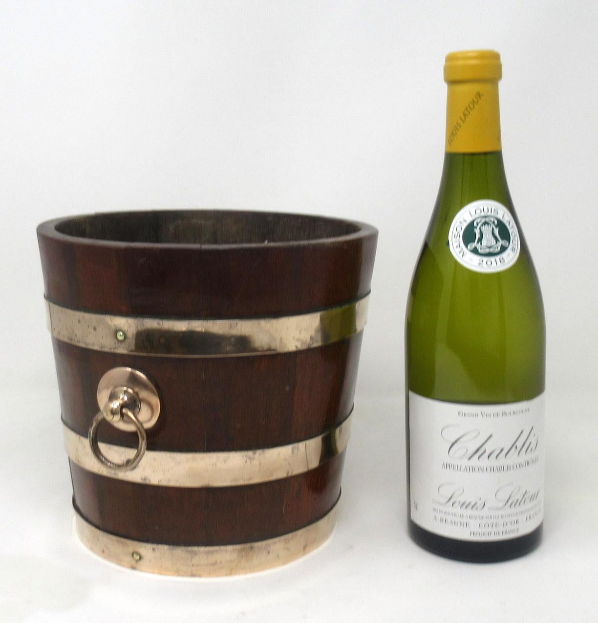 19th Century Antique Victorian Wooden Coopered Jardinière Wine or Champagne Bucket