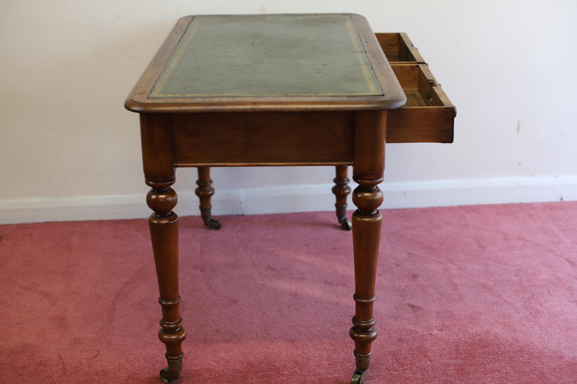 Leather Antique Victorian Writing Desk  For Sale