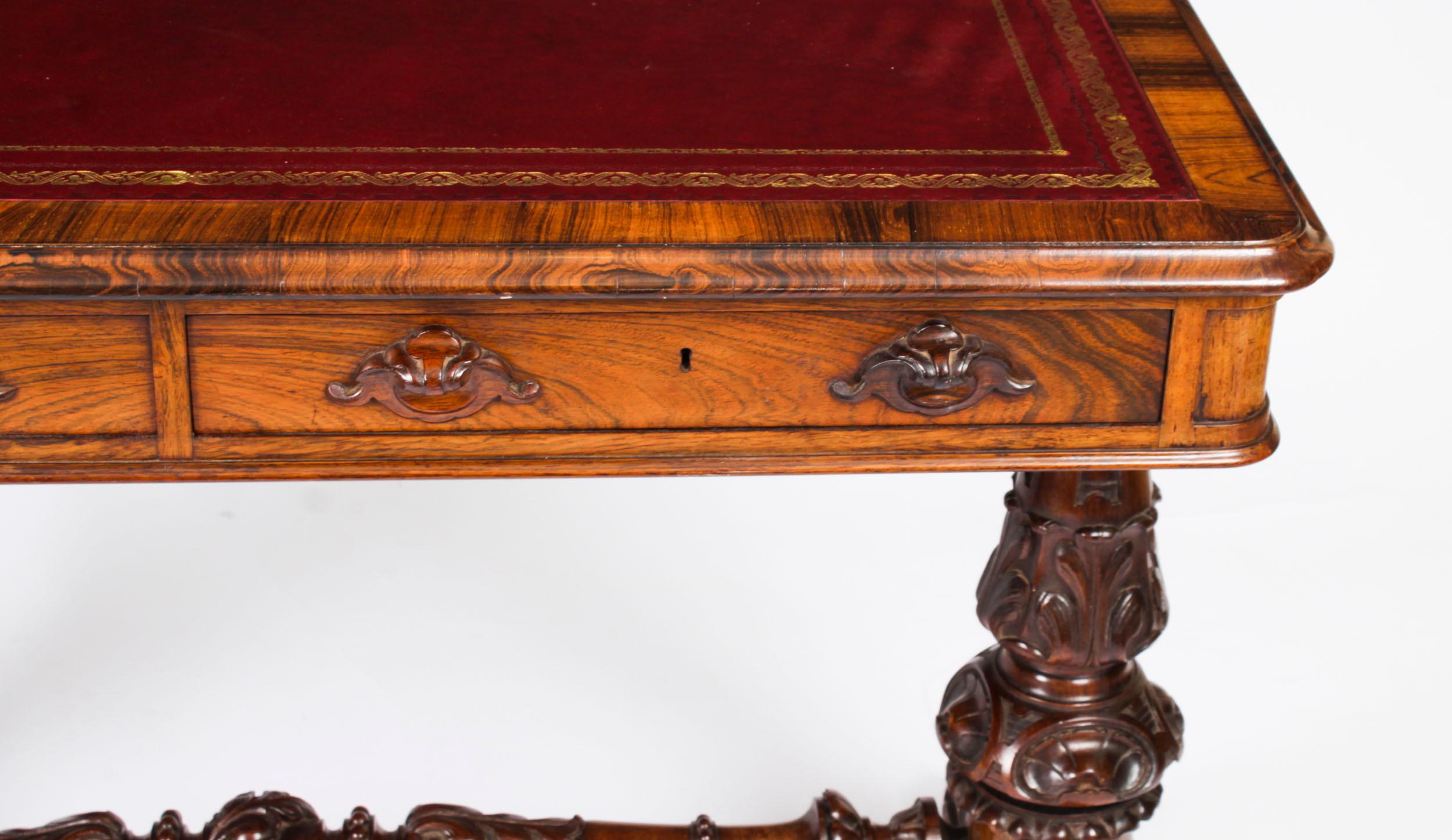 Mid-19th Century Antique Victorian Writing Table Desk by Edwards & Roberts 19th Century For Sale