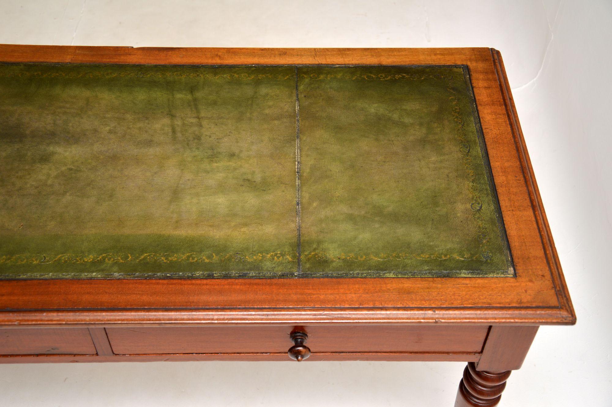 Leather Antique Victorian Writing Table / Desk by James Shoolbred