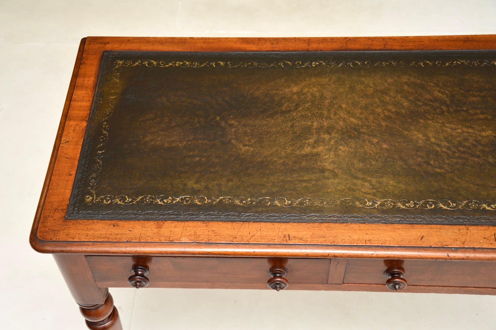 Leather Antique Victorian Writing Table / Desk