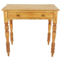 Antique Victorian Writing Table, Pine End Table, Hall Table, Scotland 1880 B2556
